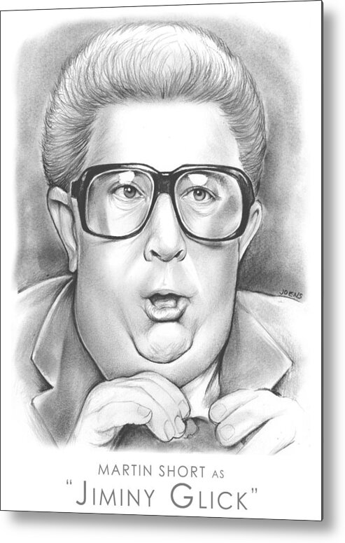 Celebrities Metal Print featuring the drawing Jiminy Glick by Greg Joens