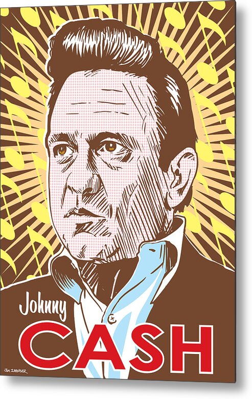 Outlaw Metal Print featuring the digital art Johnny Cash Pop Art by Jim Zahniser
