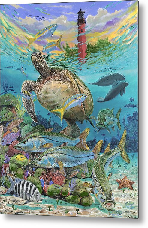 Turtles Metal Print featuring the painting Jupiter Haven Re001 by Carey Chen