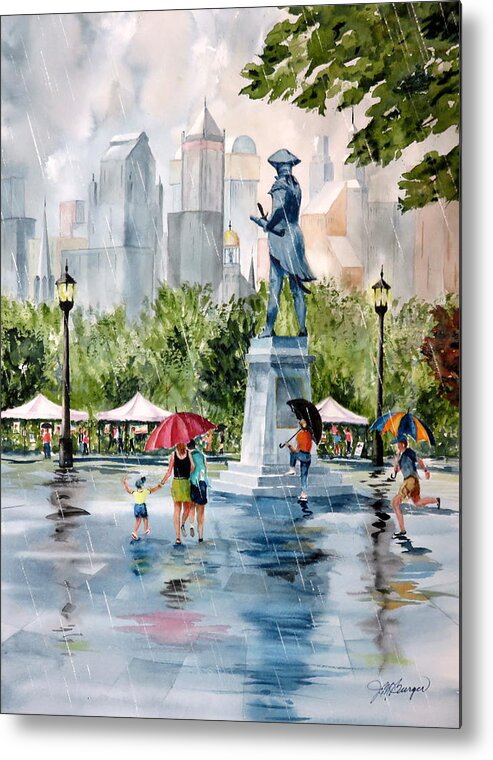 Independence Square Metal Print featuring the painting Just a Shower by Joseph Burger