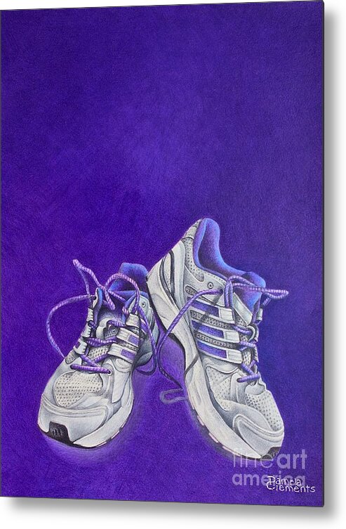 Running Metal Print featuring the painting Karen's Shoes by Pamela Clements