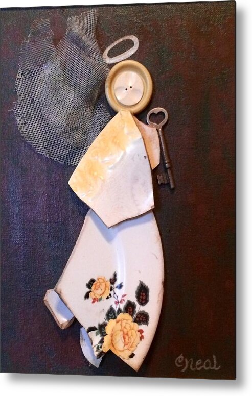 Angel Metal Print featuring the mixed media Key Angel by Carol Neal