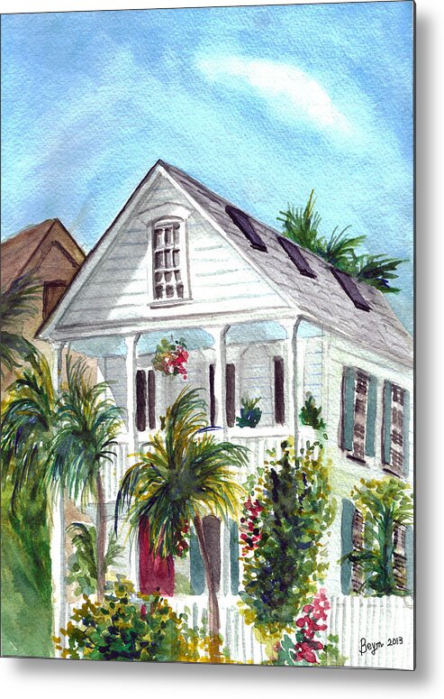 Key West House Metal Print featuring the painting Key West House by Clara Sue Beym