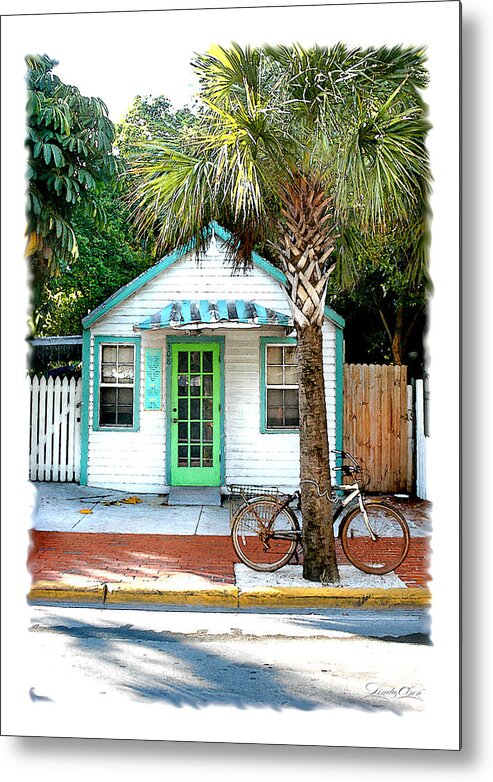 Key West Metal Print featuring the photograph Keys House and bike by Linda Olsen