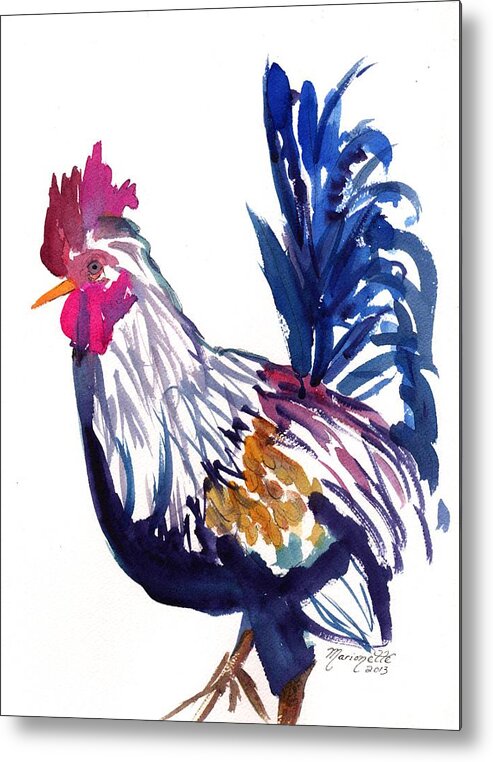 Kauai Rooster Metal Print featuring the painting Kilohana Rooster by Marionette Taboniar