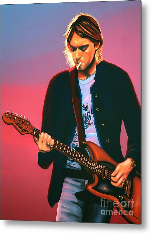 Kurt Cobain Metal Print featuring the painting Kurt Cobain in Nirvana Painting by Paul Meijering