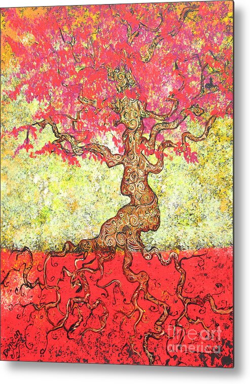 Tree Metal Print featuring the painting Lady In Red by Stefan Duncan