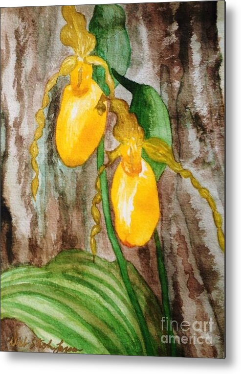 Lady Slippers Metal Print featuring the painting Ladyslippers by Deb Stroh-Larson