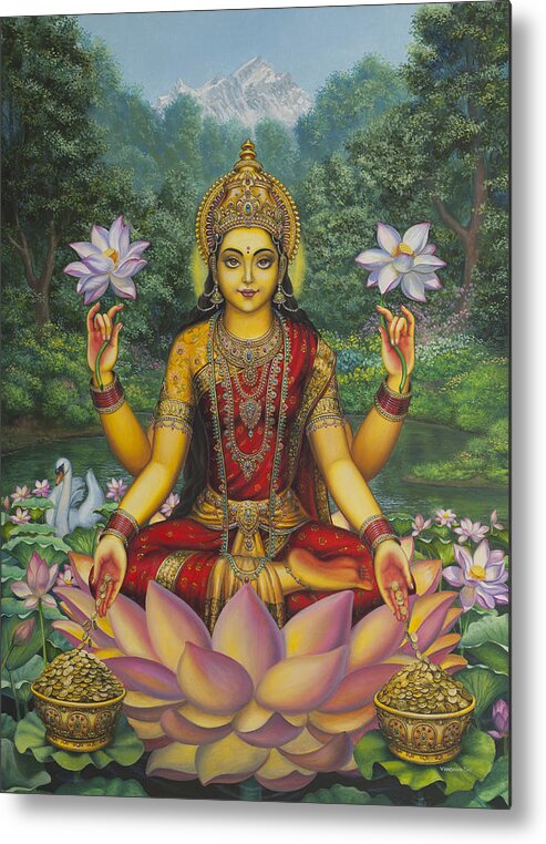 Lakshmi Metal Print featuring the painting Lakshmi by Vrindavan Das