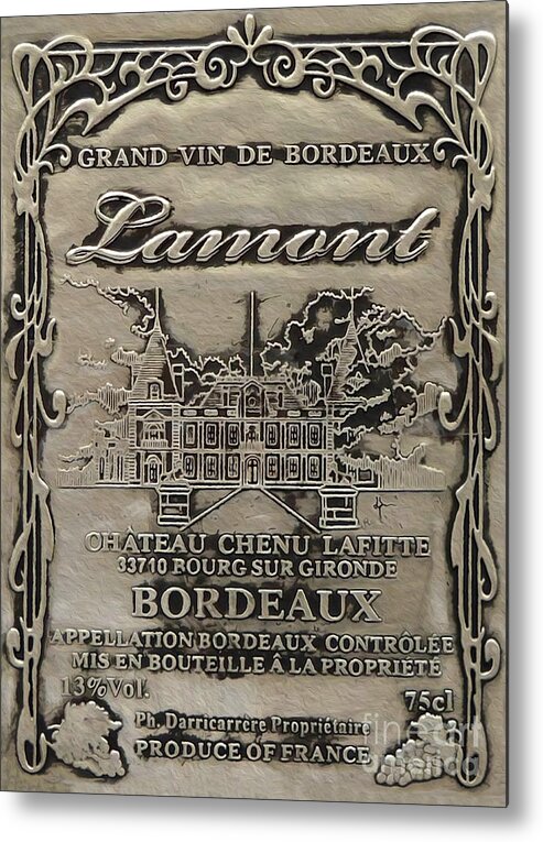 Wine Metal Print featuring the mixed media Lamont Grand Vin De Bordeaux by Jon Neidert