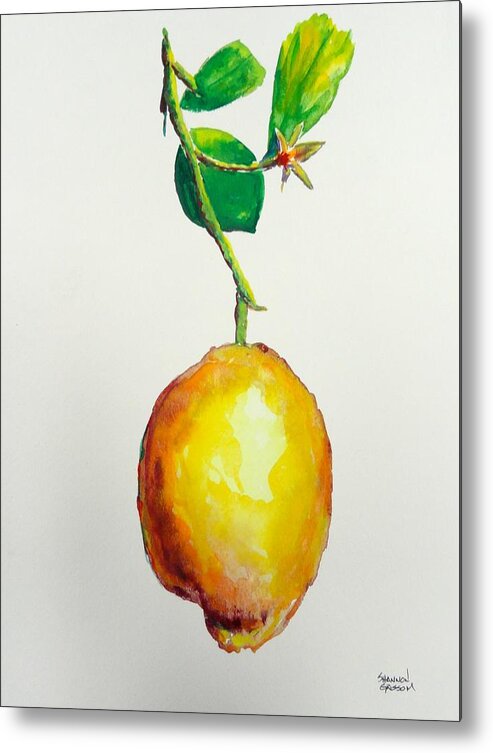 Lemon Metal Print featuring the painting Left Hanging by Shannon Grissom