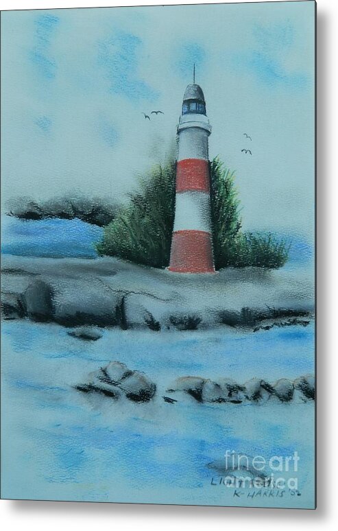Lighthouse Metal Print featuring the pastel Lighthouse by Kenneth Harris