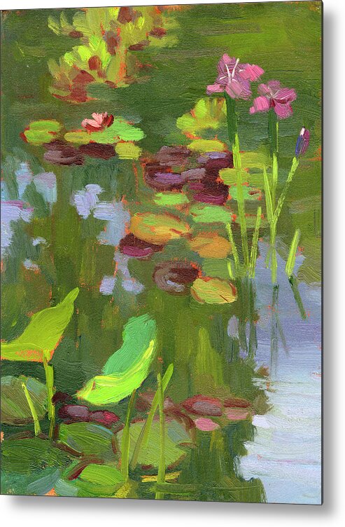 Lily Pond Metal Print featuring the painting Lily Pond by Diane McClary