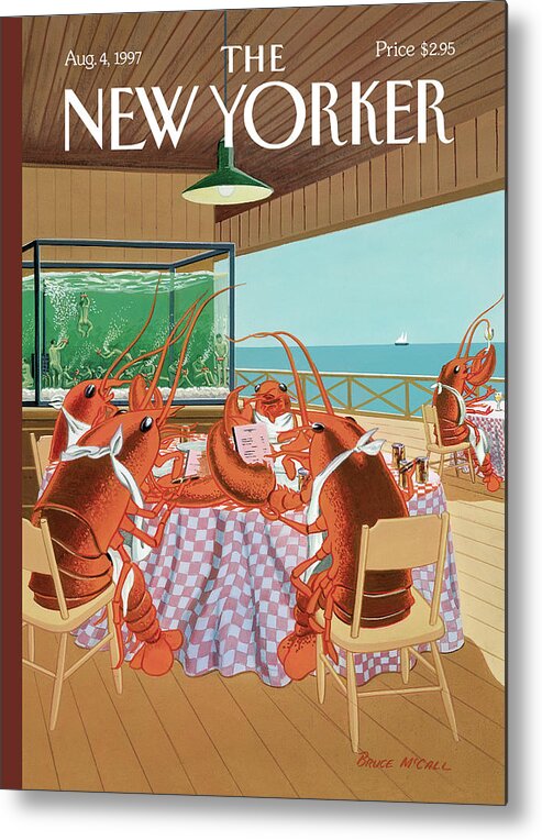 Lobster Metal Print featuring the painting Lobsterman's Special by Bruce McCall
