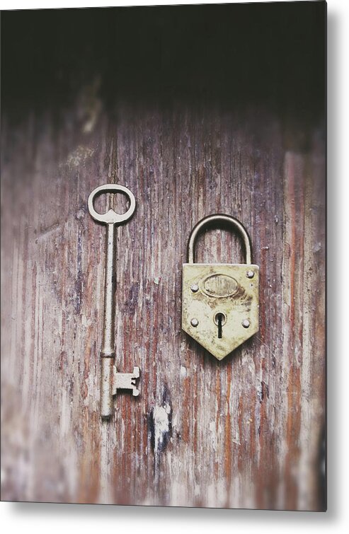 Wood Metal Print featuring the photograph Lock And Key by Lisa Toboz