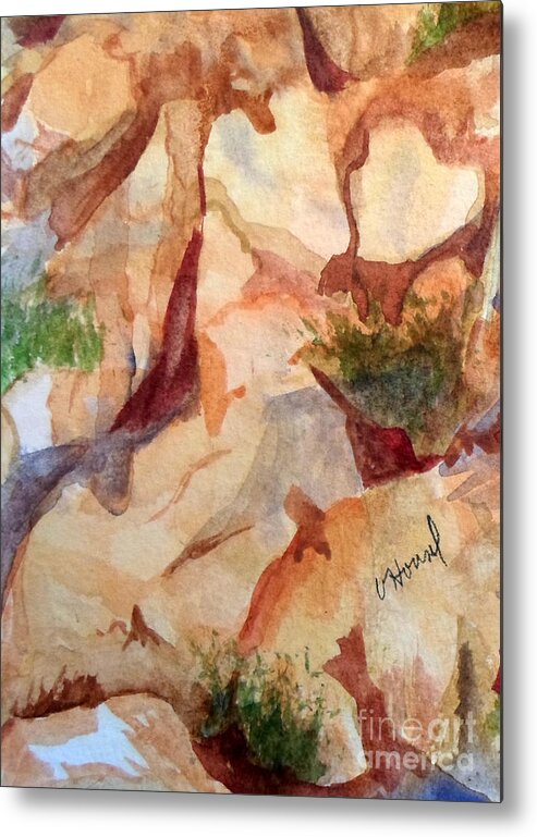 Heart Metal Print featuring the painting Love In The Rocks Medjugorje 2 by Vicki Housel