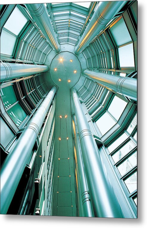 Ceiling Metal Print featuring the photograph Low angle of contemporary ceiling by Tony Weller