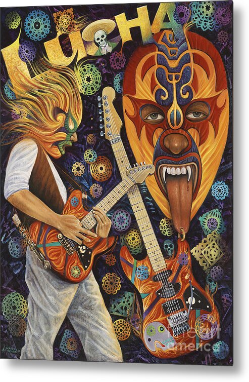 Lucha Metal Print featuring the painting Lucha Rock by Ricardo Chavez-Mendez