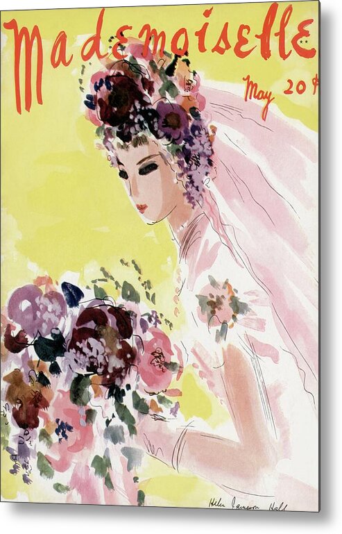 Illustration Metal Print featuring the photograph Mademoiselle Cover Featuring A Bride by Helen Jameson Hall