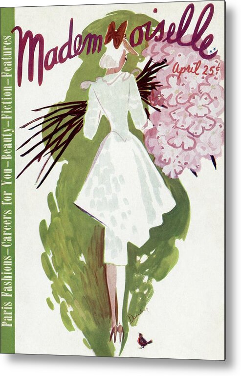 Fashion Metal Print featuring the photograph Mademoiselle Cover Featuring A Woman Carrying by Elizabeth Dauber