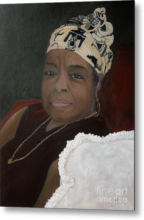 Maya Angelou Metal Print featuring the painting Maya Angelou by Reb Frost