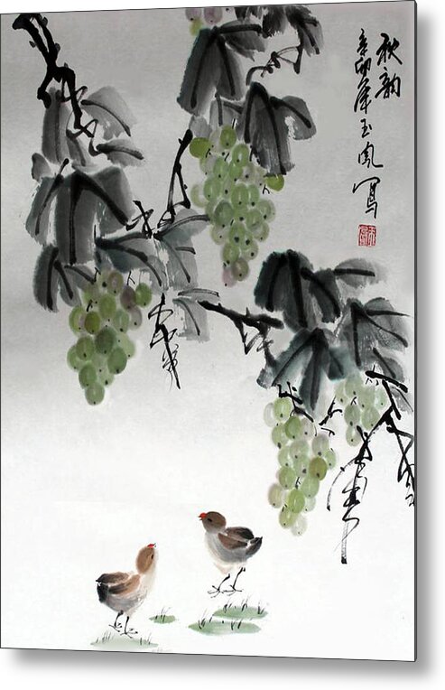 Grapes Metal Print featuring the painting Melody of Life by Yufeng Wang