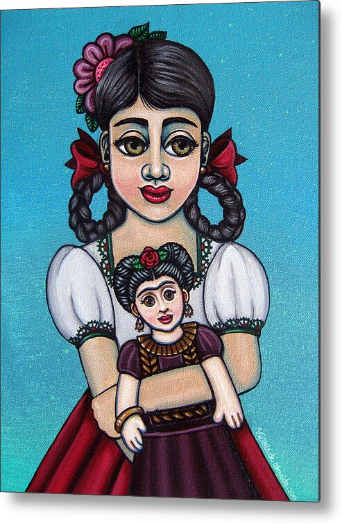 Frida Metal Print featuring the painting Missy Holding Frida by Victoria De Almeida
