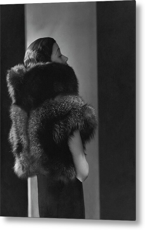 Celebrities Metal Print featuring the photograph Mlle. Koopman Wearing A Fur Jacket by George Hoyningen-Huene