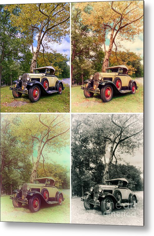 Ford Metal Print featuring the photograph Model A Roadster - Warhol style by Mark Miller