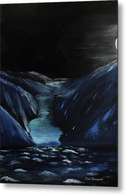 Glacier Metal Print featuring the painting Moonlit Glacier by Dick Bourgault