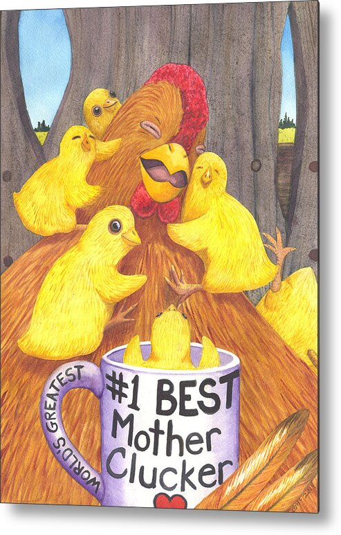 Chicken Metal Print featuring the painting Mother Clucker by Catherine G McElroy