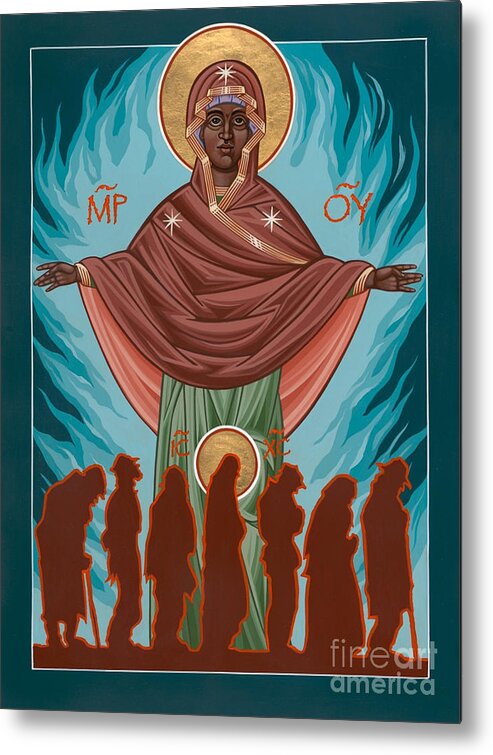 Andrew Harvey Metal Print featuring the painting Mother of Sacred Activism with Eichenberg's Christ of the Breadline by William Hart McNichols