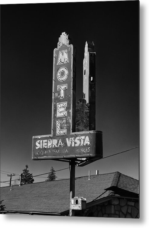 Motel Metal Print featuring the photograph Mother Road Motel Black and White by Joshua House