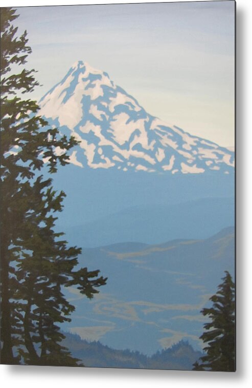 Mt. Hood Metal Print featuring the painting Mt Hood by Karen Ilari