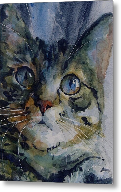 Tabby Metal Print featuring the painting Mystery Tabby by Paul Lovering