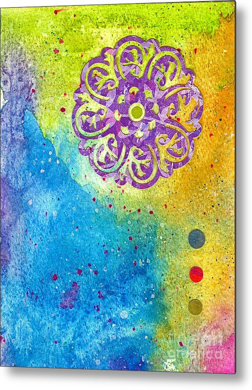 Mixed Media Metal Print featuring the painting New Age #7 by Desiree Paquette