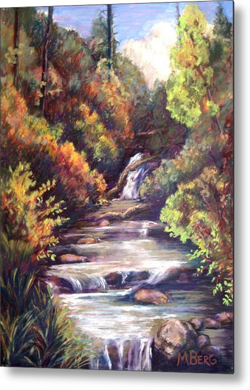 Plein Air Metal Print featuring the pastel New Mexico Mountain Stream by Marian Berg