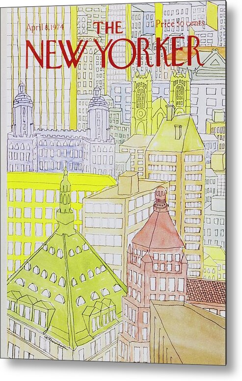 Illustration Metal Print featuring the painting New Yorker April 8th 1974 by Raymond Davidson