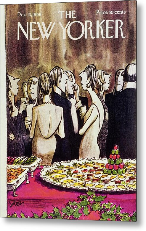 Illustration Metal Print featuring the painting New Yorker December 13th 1969 by Charles D Saxon
