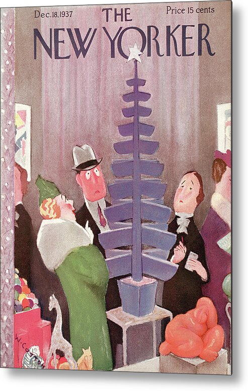 Christmas Metal Print featuring the painting New Yorker December 18, 1937 by Will Cotton