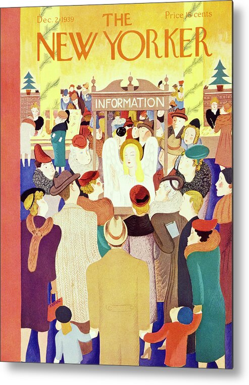Holiday Metal Print featuring the painting New Yorker December 2 1939 by Ilonka Karasz