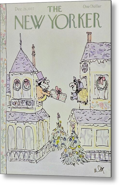 Illustration Metal Print featuring the painting New Yorker December 26th 1977 by William Steig