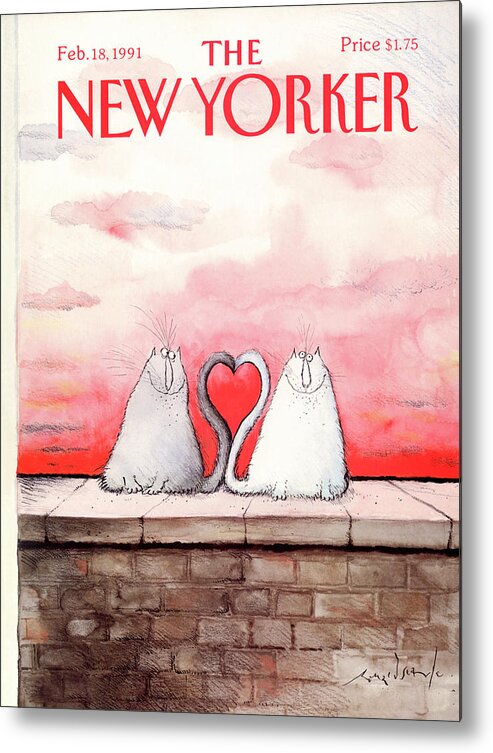 Cat Metal Print featuring the painting New Yorker February 18th, 1991 by Ronald Searle