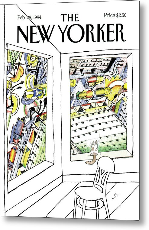 Saul Steinberg 50752 Steinbergattny Metal Print featuring the painting New Yorker February 28th, 1994 by Saul Steinberg