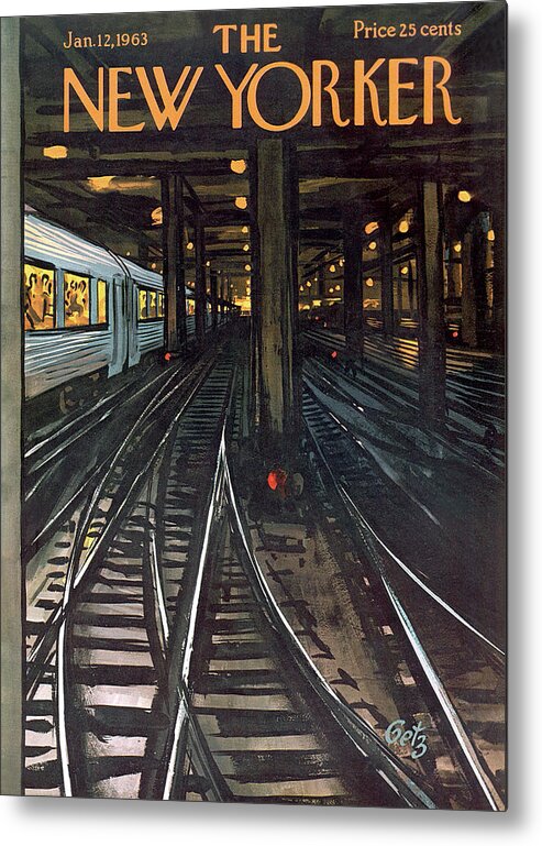 Train Metal Print featuring the painting New Yorker January 12th, 1963 by Arthur Getz