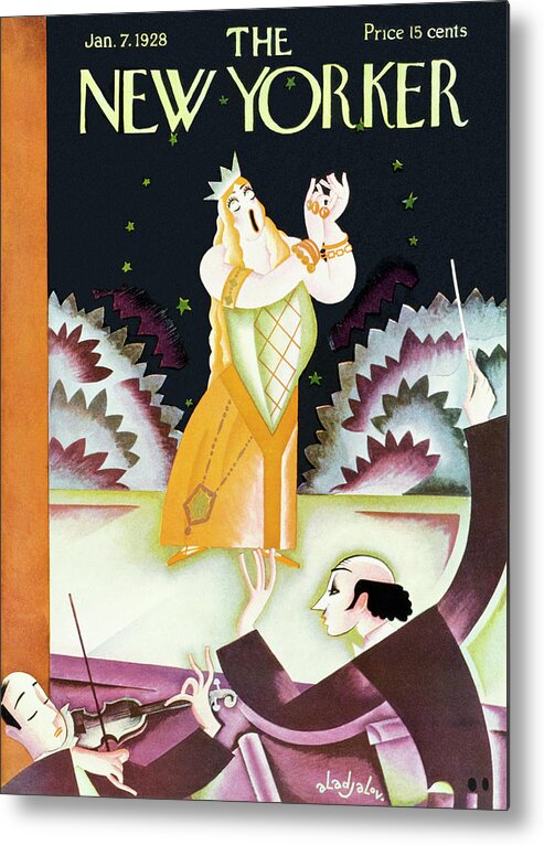 Music Metal Print featuring the painting New Yorker January 7 1928 by Constantin Alajalov