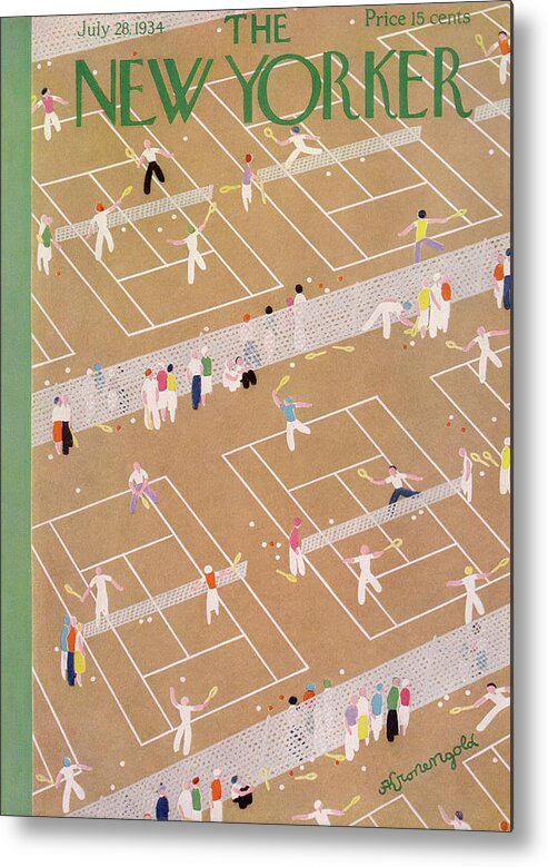 Tennis Metal Print featuring the painting New Yorker July 28th, 1934 by Adolph K Kronengold