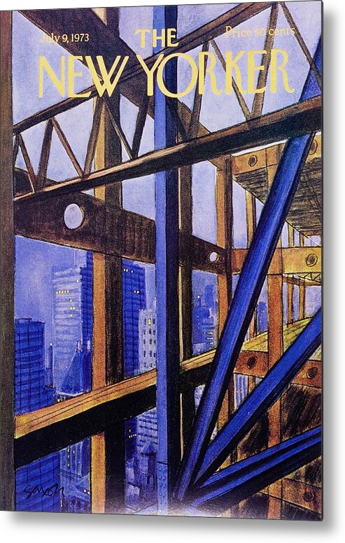 Illustration Metal Print featuring the painting New Yorker July 9th 1973 by Charles D Saxon