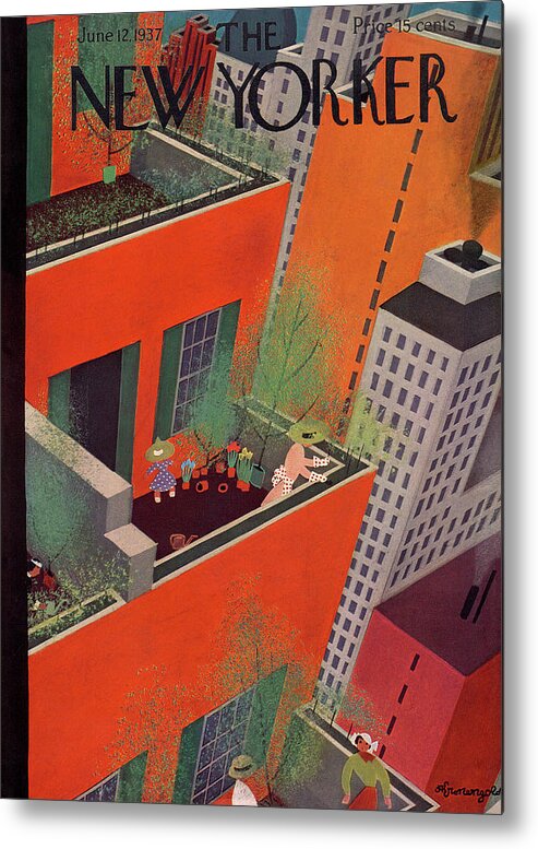 Manhattan Metal Print featuring the painting New Yorker June 12, 1937 by Adolph K Kronengold