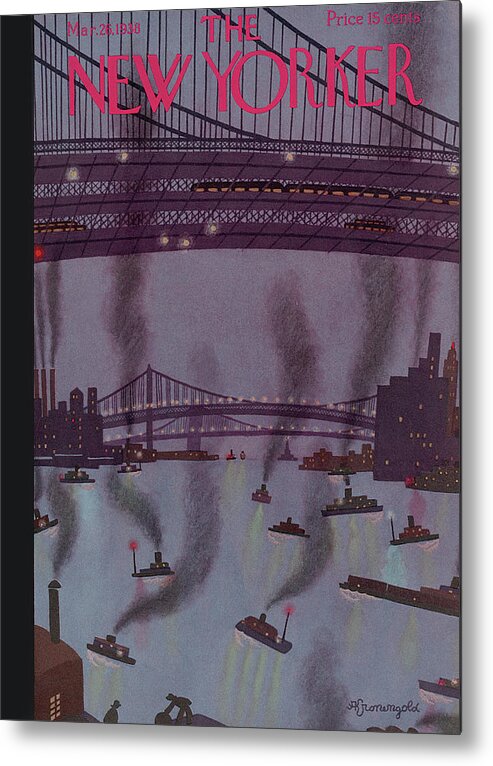 Night Metal Print featuring the painting New Yorker March 26, 1938 by Adolph K Kronengold